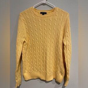 Yellow Lands’ End Cable knit Sweater.  Size 14/16